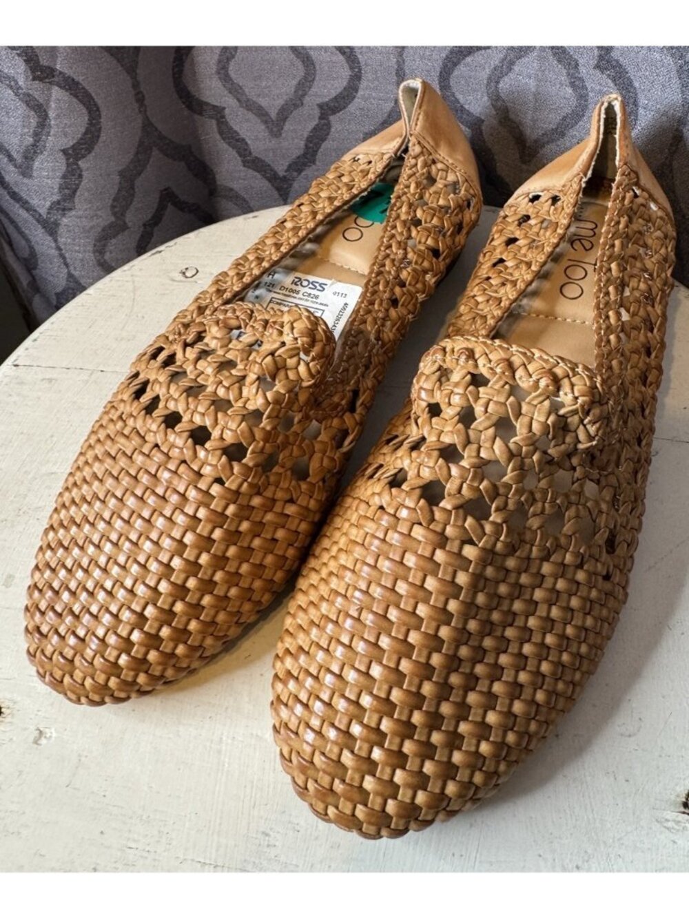 Me Too woven leather loafers Size 7.5 Brown Slip On Womens Flats Shoes